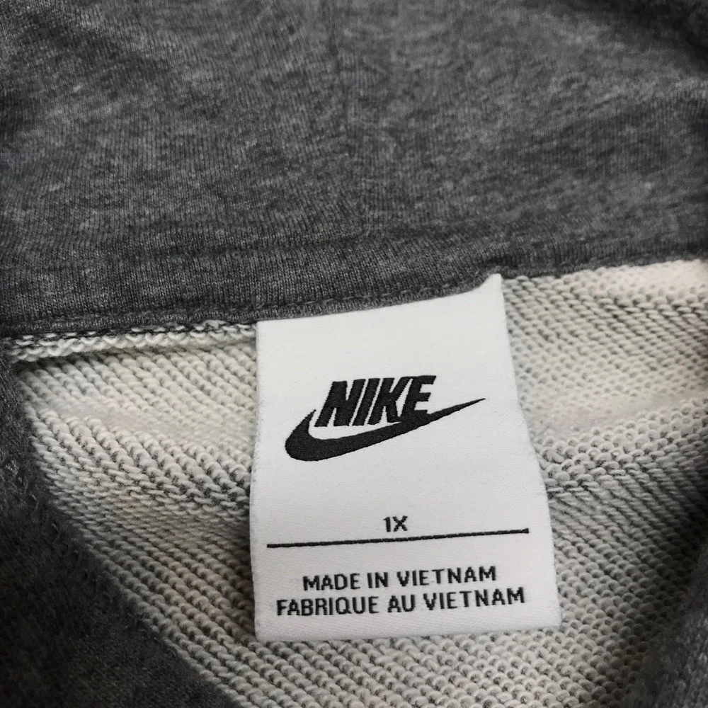 Nike Hoodie Womens Plus Size 1X Gray Pullover Hooded Cotton Blend Gym Run Casual